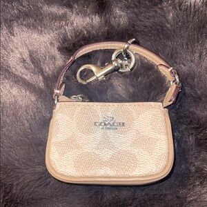 Coach Beige Mini Keychain Pouch